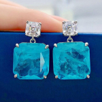 Wong Rain 100% 925 Sterling h&otilde;be smaragd Paraiba Asscher l&otilde;igatud k&otilde;rge s&uuml;sinikusisaldusega teemandid v&auml;&auml;riskivist rippuvad k&otilde;rvar&otilde;ngad peened ehted taevasinine v&auml;rv