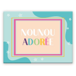 Les Tr&eacute;sors De Lily [A3639] - keraamiline magnet 'Adored Nanny' roosa sinine - 8x6 cm mitmev&auml;rviline