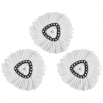 3Pcs Universal Thickened Easy to Clean Mop Heads Fit O-cedar Cotton Yarn for Bathroom valge