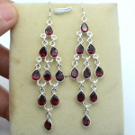 Disainer Drop & Dangle k&otilde;rvar&otilde;ngas h&otilde;bek&otilde;rvar&otilde;ngas punane granaadih&otilde;bedane k&otilde;rvar&otilde;ngas, 925 naela h&otilde;bedane k&otilde;rvar&otilde;ngas kalliskivist k&otilde;rvar&otilde;ngas K&auml;sitsi valmistatud h&otilde;bedast ehted 3'' punane