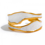 Eetit Fashion White Enamel Creative Ebaregulaarne 316 roostevabast terasest lahtine s&otilde;rmus veekindel naiste ehted stiilne v&otilde;lu ehe Uus 7 kuld