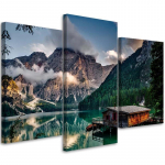 Kolmeosalise pildiga l&otilde;uenditr&uuml;kk Hut Mountains Lake Landscape 60x40 mitmev&auml;rviline