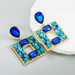 Naiste rippk&otilde;rvar&otilde;ngad liialdatud sulamist inkrusteeritud v&auml;rviga kristallgeomeetriline ruudukujulised kvaliteetsed v&auml;ikesed k&otilde;rvar&otilde;ngad OneSize sinine