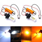 2tk LED pirnid PY21W, BAU15S 12-18V CANBUS suund + p&auml;evane DRL