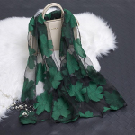 Kevad-suvi uus p&auml;ikesekaitsekreem siidist sall L&otilde;igatud lilledega sall Rose Jacquard sall Silk Organza Six-Leaf Flower-Green