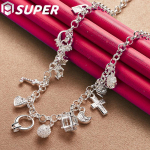 925 h&otilde;bedast AAA tsirkoonist v&otilde;tmelukust t&auml;htede kaelakee ehted 45cm