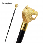 Kuldne luksuslik Tiger Head k&auml;epideme moodne jalutuskepp peo jaoks dekoratiivne jalutuskepp Elegantne jalutuskepp Crosier Knob 93cm kollane