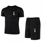 Summer Spades K meeste spordir&otilde;ivad br&auml;ndi fitness &uuml;likond jooksukost&uuml;&uuml;m vabaaja &uuml;likond T-s&auml;rk + l&uuml;hikesed p&uuml;ksid hingavad kaheosalised spordir&otilde;ivad 4XL