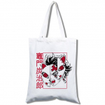 Kawaii deemonitapja: Kimetsu No Yaiba Anime ostukott, ostukott, reisikott, l&otilde;uendist kott, kandekott, valge rannakott 24*26cm