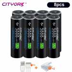 1,5 V AA USB taaslaetav liitium-ioonaku 3000 mWh USB laadimine AA patareid MP3-m&auml;ngija m&auml;nguasjade jaoks. Termomeetri kaugjuhtimispult + kaabel