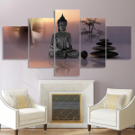 Moodne HD-prinditud piltide l&otilde;uendimaal 5 paneeliga Zen Buddha kuju seinakunst kodukaunistamise plakat elutuppa 20x35cm*2 20x45cm*2 20x55cm*1