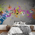 Muusika seinamaaling Graffiti tapeet Eemaldatav taustaseina tapeet Magamistoa elutoa taustasein Kodukaunistus 200 cm(W) x 140 cm(H)