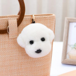 V&auml;ike valge koer Bichon teddy lambakarva ehtne karusnahk multikas karusnahk armas auto ripats v&otilde;tmehoidja kott rippuv kingitus valge