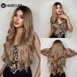 HAIRCUBE Valge plaatina segapruunid s&uuml;nteetilised parukad Pikad lainelised juuksed Parukad naistele Keskosa igap&auml;evased kuumakindlad parukad