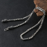 Puhast h&otilde;bedast 5 mm paksune k&auml;sitsi valmistatud religioosne Budda mantra pika ketiga nikerdatud draakonipea skaala S925 kaelakee (Hy ) 50CM