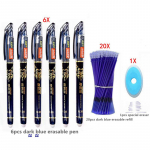 27 tk/partii Klassikaline kustutatav pliiats, t&auml;itevarras 0,5 mm geelpliiatsi komplekt Pestav k&auml;epide Sinine tint koolipliiatsi jaoks Kirjad Kustutab kirjatarbed 27pcs/lot must