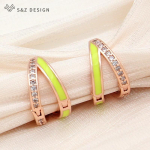 Mood Luksuslik roosikulda v&auml;rvi emailiga k&otilde;rvar&otilde;ngad naistele t&uuml;drukutele pulmaehted kuupmeetrist tsirkooniumoksiidist k&otilde;rvatropid