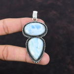 Larimar Ripats 925 Sterlingh&otilde;be Ripats Ehtne V&auml;&auml;riskivi Ehted K&auml;sitsi Valmistatud Vintage Ripats Boho Stiilis Ripats Kingitus Emale Imelised Ehted