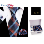 Cozy Up lipsud meestele Pocket Square mansetin&ouml;&ouml;bi ja lipsuklambriga | Kaelar&auml;tik pulmakinkekarbis 57.48x3.15x1.38 inch