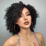 Naiste Simulatsiooniparukas 46cm Juuksed Must Parukas L&uuml;hike Lokkis Parukas T-kujuline Esipits Pitsiline Parukas Peakate Ilukaunistus Kanekalon Parukas 46CM must