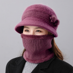 Talvised kootud villased m&uuml;tsid keskealistele ja eakatele Naiste k&uuml;lmakindlad silmkoelised m&uuml;tsid ONE SIZE