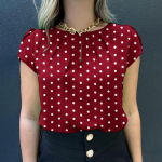 ZANZEA naiste vabaajaline O-kaelusega l&uuml;hikeste varrukatega suvine t&auml;piline pluus L must