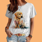 Naiste suve T-s&auml;rk Animal Print L&uuml;hikeste varrukatega T-s&auml;rk Casual Print Top XS valge