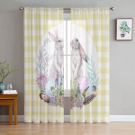 Lihav&otilde;ttej&auml;nku lilleline liblikas akvarell j&auml;nes t&uuml;ll kardinad elutuppa k&ouml;&ouml;ki l&auml;bipaistev voile kardin Magamistoa aknapaneelid 135W x 114H(cm)