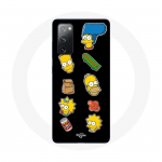 &Uuml;mbris Samsung Galaxy S20 FE-le Simpsonite kleebised mustal taustal