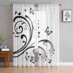 Noodid ja liblikad T&uuml;llkardinad elutoa kaunistamiseks Moodne loor Sifoonkardinad Magamistoa Sheer Voile 135W x 114H(cm)