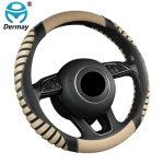 DERMAY Car Steering Wheel Cover PU Leather + Ice silk funda volante M size fit 14-15 Steering Wheel Auto Accessories beež
