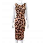 Leopard Spaghetti Strap Bodycon Midi Kleit Naiste Suvised Vestidos &Ouml;&ouml;peoklubi kleidid L