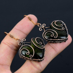 Natural Labradorite Gemstone Handmade Copper Wire Wrap Gift Earring 2.36 i5j66