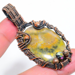 Natural Bumblebee Jasper Gemstone Copper Wire Wrap Gift Pendant 2.56 t2v08