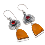 Natural Mookaite, Garnet Gemstone 925 Sterling Silver Earring 2.29 m6d89