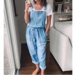 Mood naiste naiste kottis teksap&uuml;ksid, rinnat&uuml;kiga t&auml;ispikk Pinafore Dungaree, kost&uuml;&uuml;m, lahtised, p&otilde;hjuslikud kombinesoonip&uuml;ksid XXXL sinine