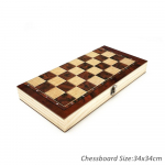 3 in 1 puidust male Backgammon kabe reisim&auml;ngud malekomplekt laua siseruumides rahvusvaheline male 34cm by 34cm pruun