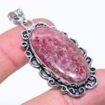 K&auml;sitsi valmistatud naturaalne rodoniit v&auml;&auml;riskivist 925 sterlingh&otilde;bedast ripats 2,17 z9t19