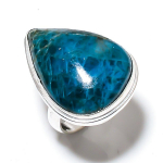 Natural Neon Blue Apatite Gemstone Handmade 925 Sterling Silver Ring Size 8 r2m27