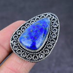 Natural Lapis Lazuli Gemstone Handmade 925 Sterling Silver Ring Size 6 k7k17