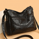 Pehmest nahast Crossbody kott Mitmekihiline vabaaja kaasaskantav suure mahutavusega &otilde;lakott naistele must