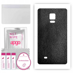 apgo Protective Skin Sticker for the back compatible with Samsung Galaxy Note 4 N910, Wrap Film, Foil, Vinyl - Pattern Black Leather