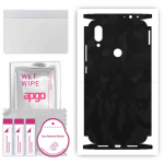 apgo Protective Skin Sticker for the back+sides compatible with Xiaomi Redmi 7, Full Wrap Film, Foil, Vinyl - Pattern Black Camo