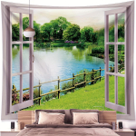 Aken Metsamaastik Maal Vaip Seinale Riputatav Boheemlaslik Stiil Ps&uuml;hhedeelne Mandala magamistuba Kodu Dekoratsioon 230x180cm