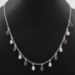 Rubiinvalge CZ kaelakee, 925 Sterling Silver, Disainerkaelakee, Boho ehted, K&auml;sitsi valmistatud kaelakee, Kingitus talle, Moeehted 16 inch