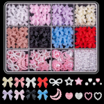 500 tk Bowknot Moon Love Heart k&uuml;&uuml;nekunsti kaunistused poolringikujuline kunstlik p&auml;rlkomplekt k&uuml;&uuml;nekunsti DIY kaunistamiseks