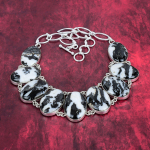 Buffalo Jaspise Kaelakee V&auml;&auml;riskividega Ehted, 925 Prooviga Tahke Sterling H&otilde;bedast Reguleeritava Ahelaga Kaelakee, Kingitus Naistele K&auml;sit&ouml;&ouml;na Valmistatud Kaelakee Adjustable with 18 inches must