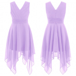 Lillet&uuml;drukute kleit Suvine V-kaelusega &scaron;ifoonist &otilde;htukleit S&uuml;nnip&auml;evapeokleit Pulmakleidid Laste kost&uuml;&uuml;mid Elegantsed printsessikleidid 5-6 Years burgundiapunane