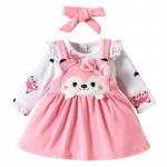 Imikute beebi armas multikas rebase stiilis &uuml;likonnakleit, ripatsiga kleit ja peapael, 3 tk 3-6M