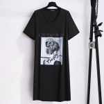 Suures suuruses naiste kleidid Suvine temperament moodne kleit V&ouml;&ouml;kohaga &otilde;huke kleit 6XL must